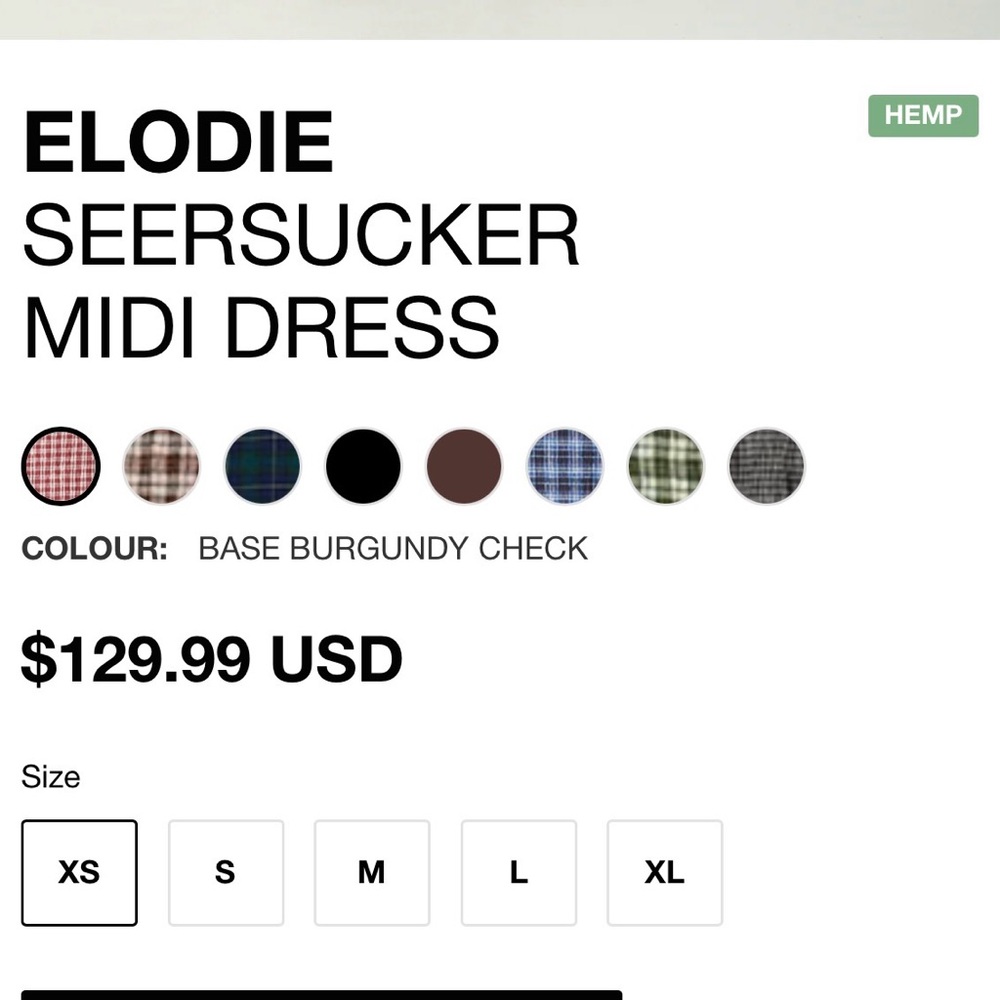 AFENDS ELODIE - SEERSUCKER MIDI DRESS - Burgundy XS NWT - Picture 6 of 6